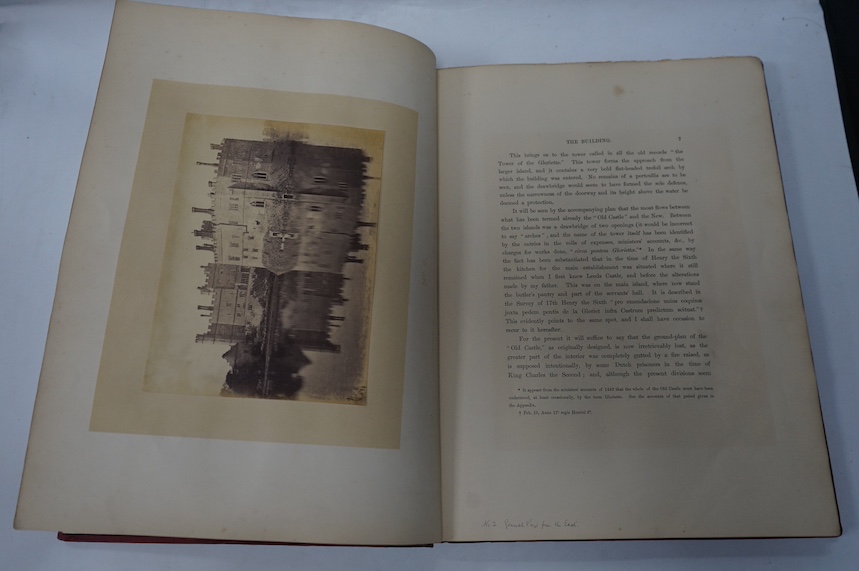 Martin, Charles Wykeham - The History and Description of Leeds Castle, Kent. 8 mounted photo. plates, coloured plan, d-page genealogical table, d-page facsimile, text vignette illus.: sometime rebound maroon morocco back